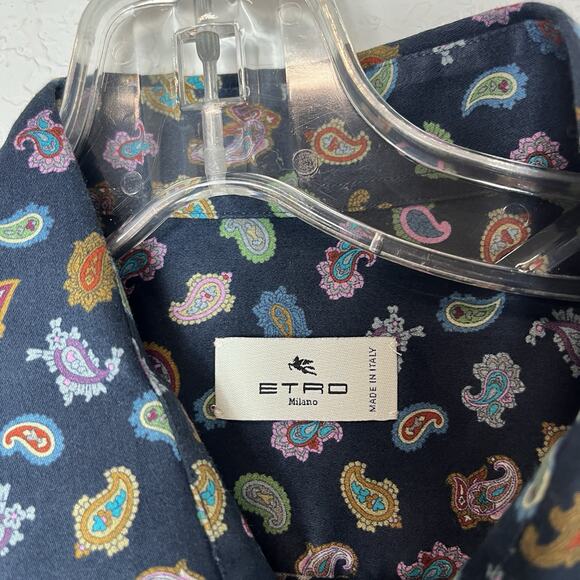 Etro Men's Paisley Button Up Shirt multicolor long sleeve Size IT 41/US 16-L - Picture 3 of 10
